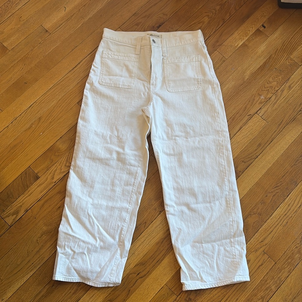 Madewell Perfect Vintage Wide-Leg Crop Jeans (Ecru, off-white)